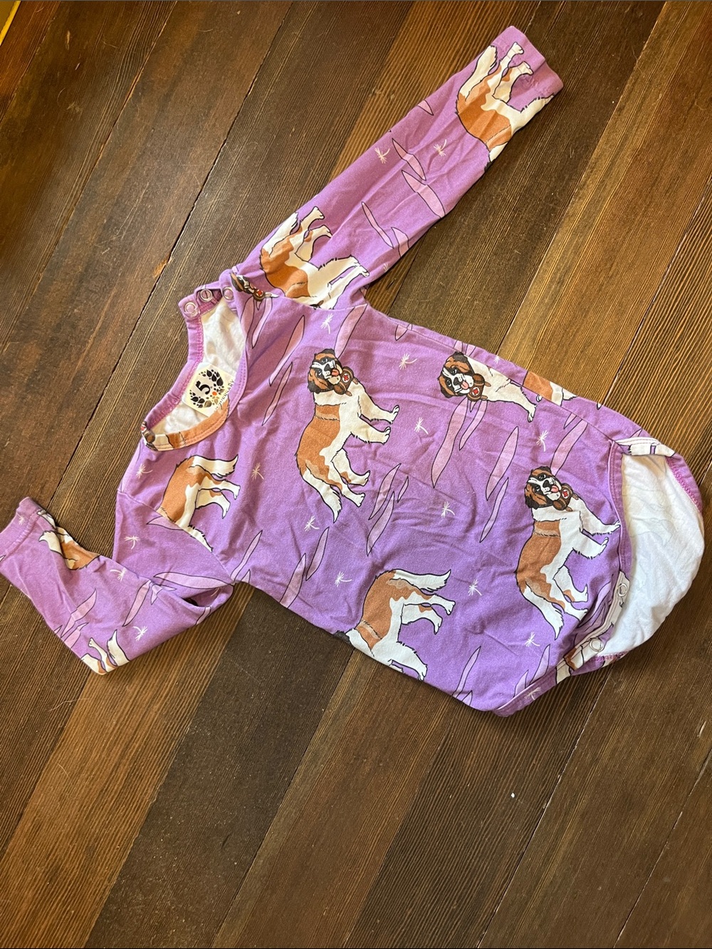 Long-Sleeve Purple Puppy Print Toddler Bodysuit